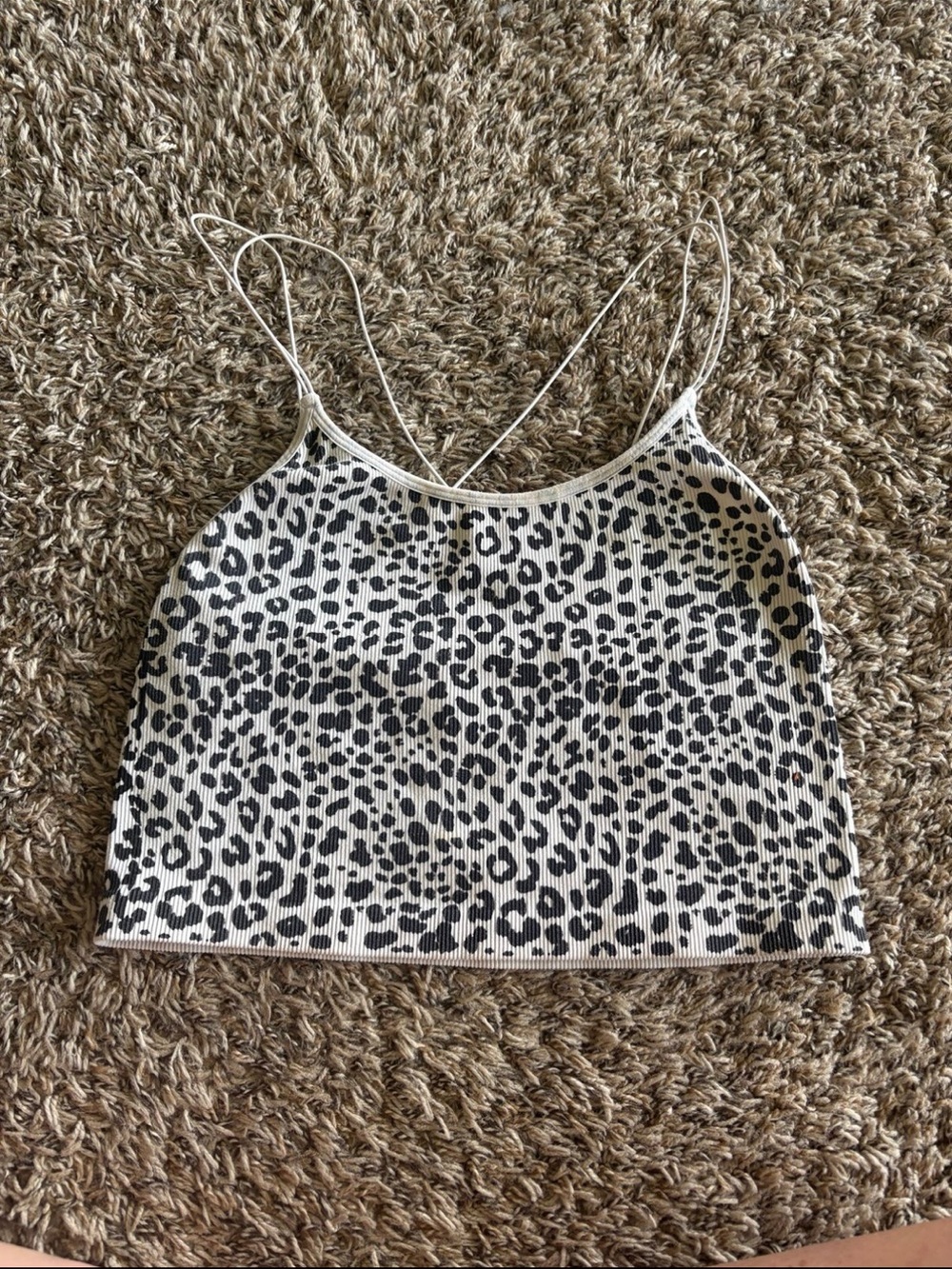 Ribbed Leopard Cami Tank Top - Black & White